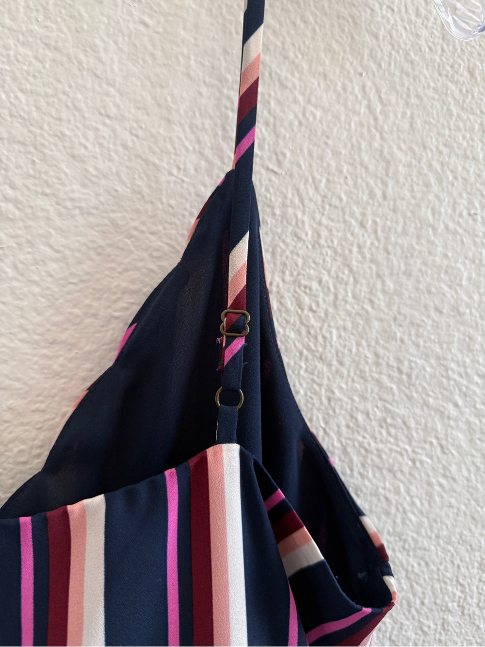 Socialite Navy, Pink & Cream Striped Spaghetti Strap Cami with Scalloped Details - Picture 6 of 9